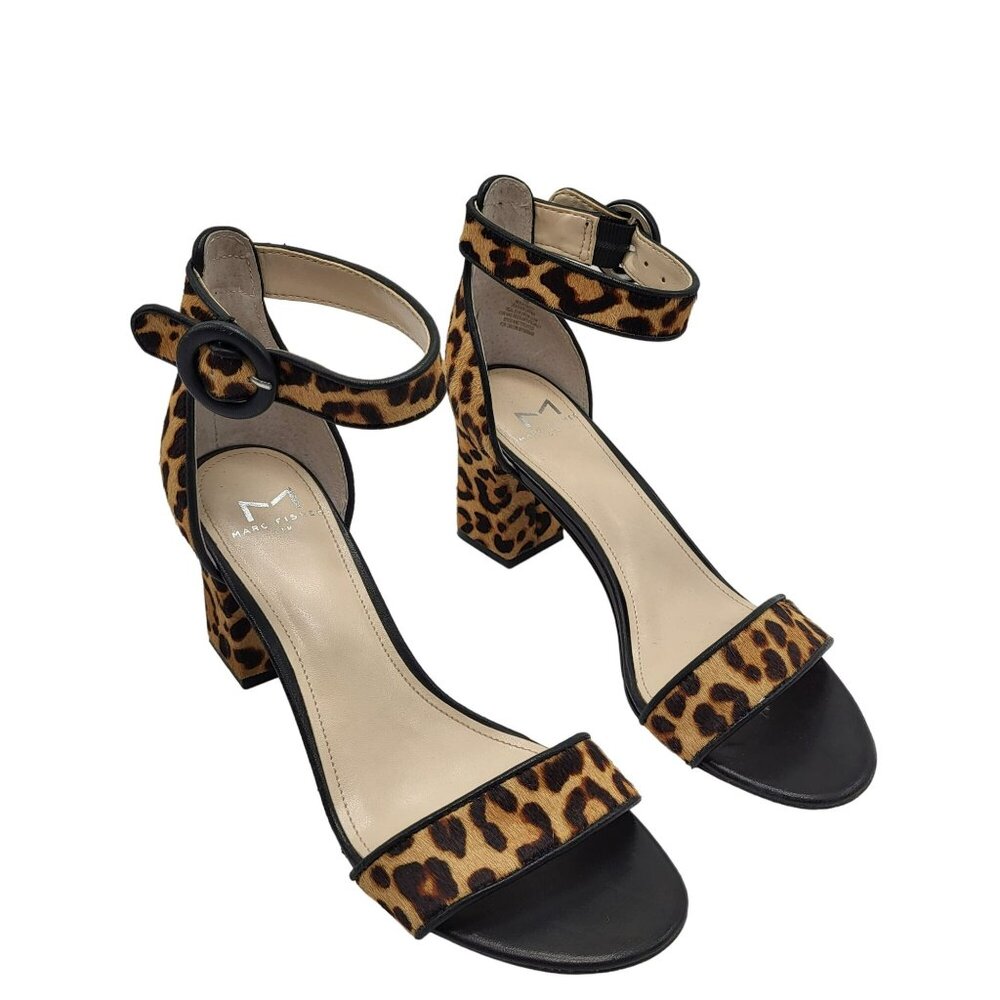 Marc Fisher MLKarleely Leopard Print Block Heel Sandals Women's 6M